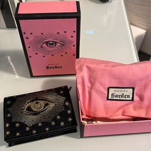 Gucci Garden Black Leather Evil Eye Coin Purse Card Holder SS18 Limited Edition